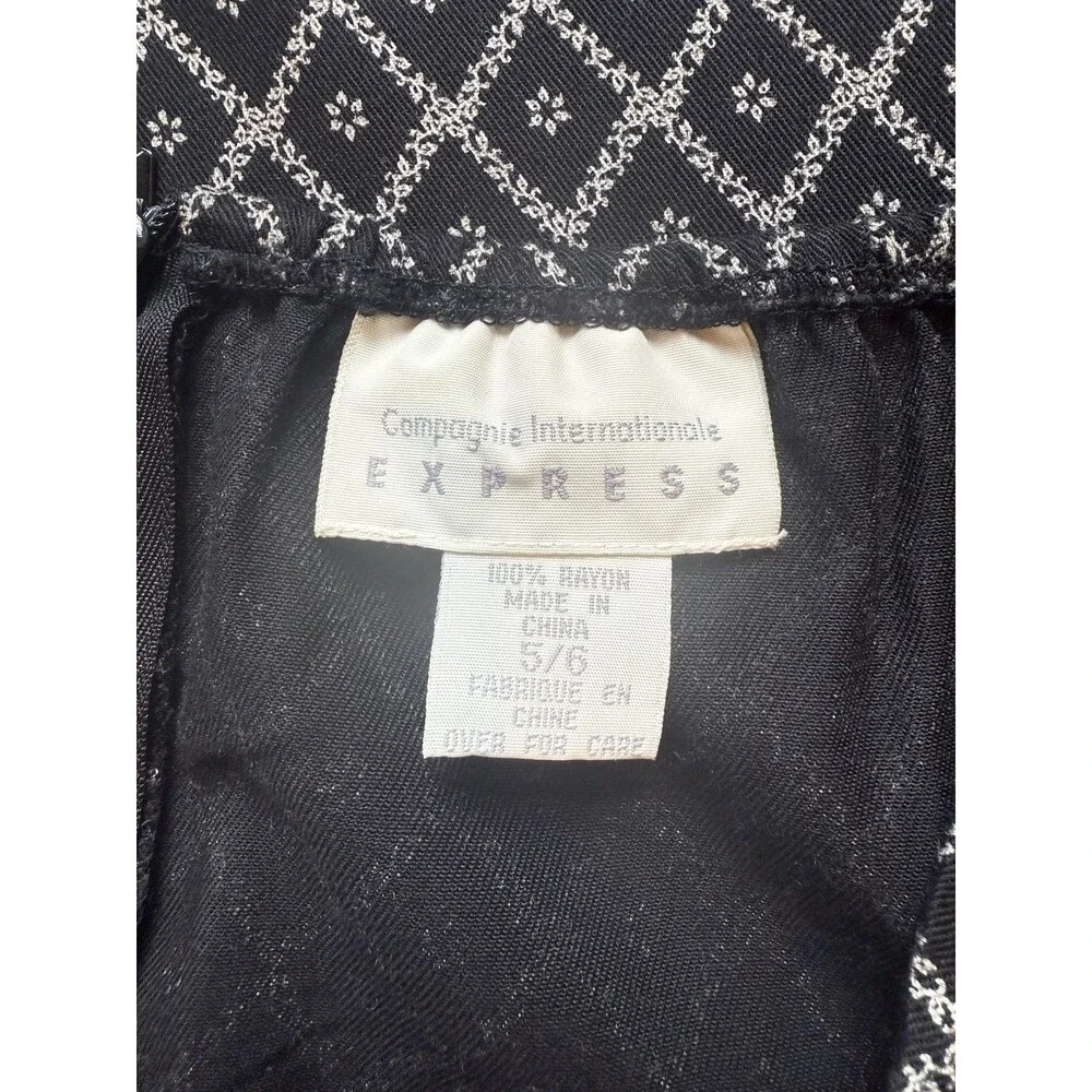 VTG Campagnie Internationale Express Maxi Skirt 5/6 Black Floral Y2K 90s